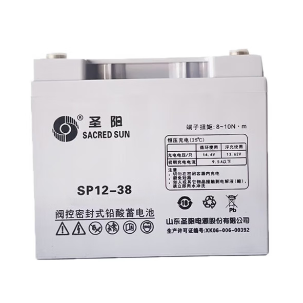 山东圣阳电源蓄电池 SP12-38 12V38AH阀控式铅酸蓄电池 UPS、直流屏、消防应急用后备电源蓄电池SACRED SUN